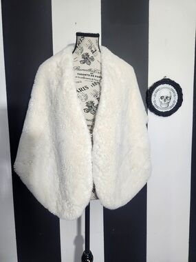 Christian Siriano White Faux Fur Shawl